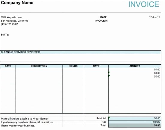 Cleaning Service Invoice Template Elegant Cleaning Services Invoice Sample