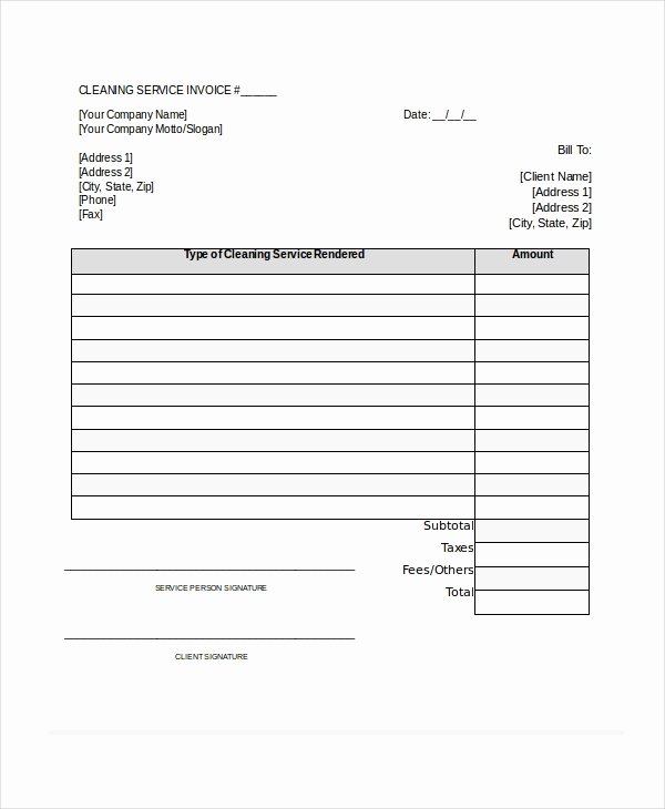 Cleaning Services Invoice Template Lovely Cleaning Invoice Template 9 Free Word Pdf Documents Download