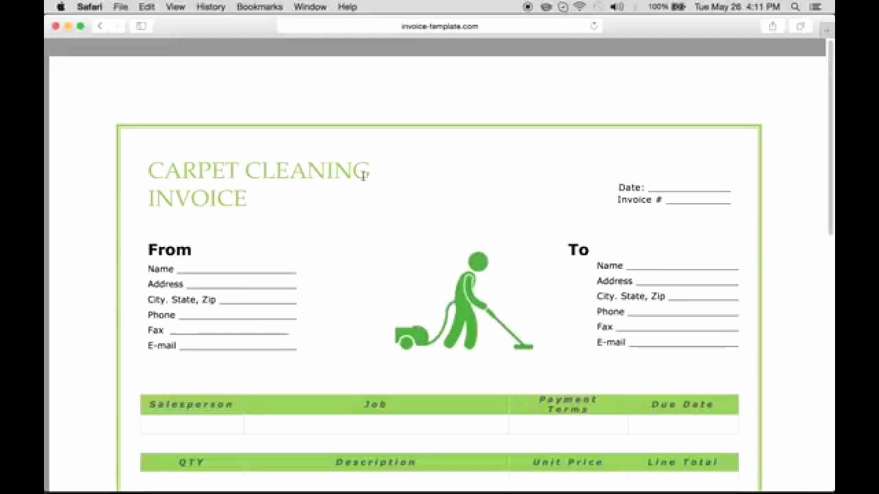 carpet cleaning invoice
