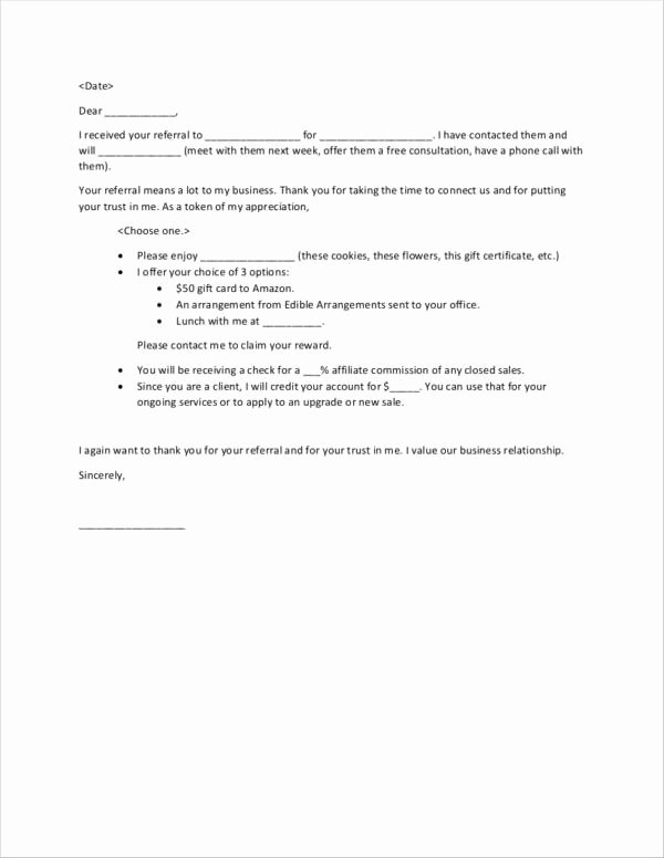 Client Referral form Template Best Of Free 6 Referral Thank You Letter Samples and Templates In Pdf