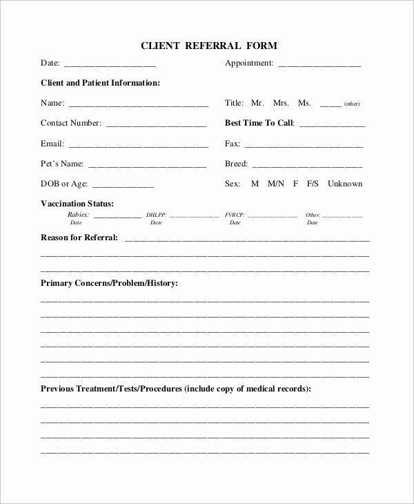 Client Referral form Template Inspirational Sample Referral form 10 Examples In Word Pdf