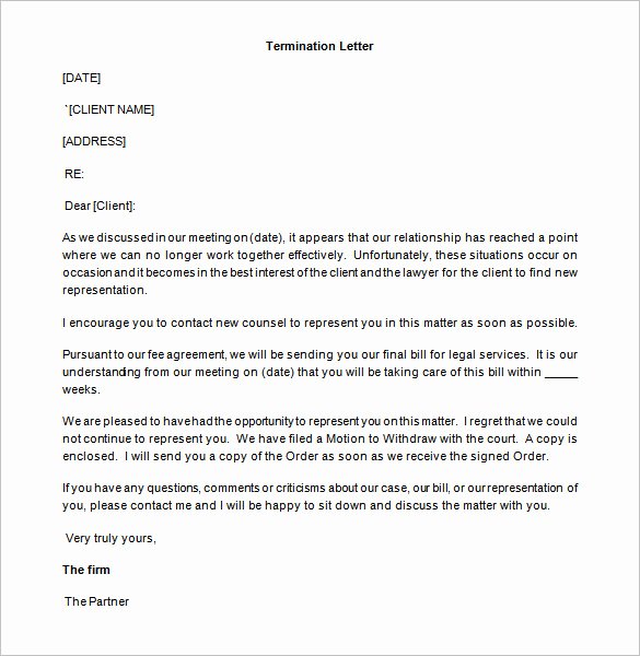 Client Termination Letter Template Awesome How to Fire A Lawyer Letter Sample