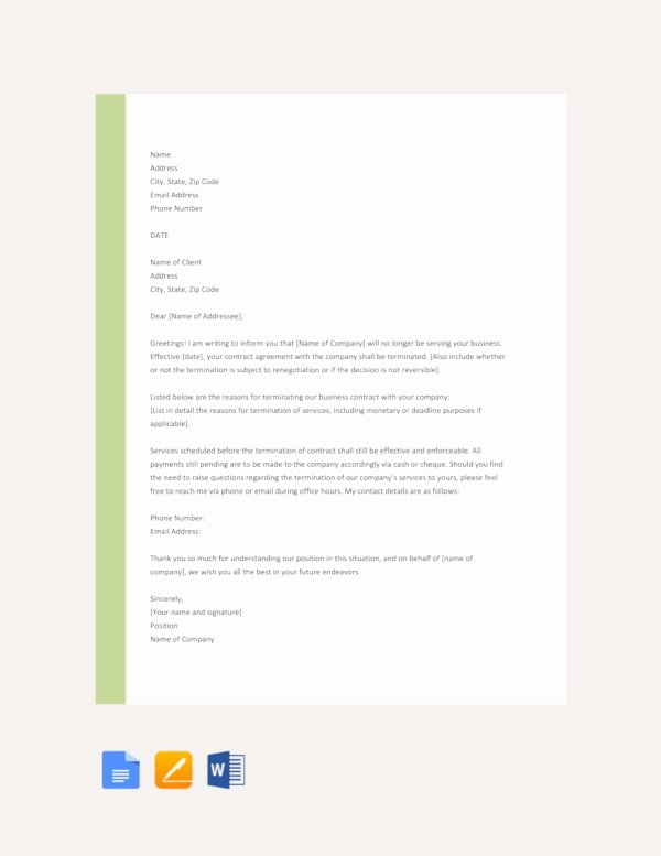 Client Termination Letter Template Best Of 9 Service Termination Letter Templates Word Pdf
