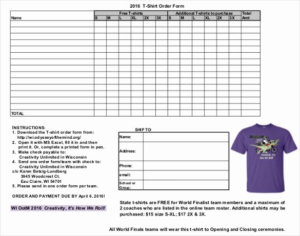 Clothing order form Template Fresh 26 T Shirt order form Templates Pdf Doc