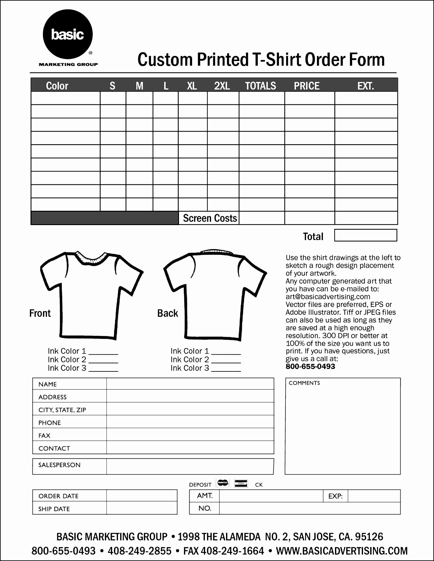 Clothing order form Template Lovely T Shirt Invoice Template