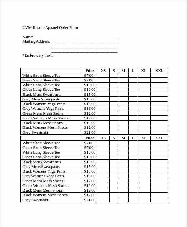 Clothing order form Template Unique order form Template 12 Free Word Pdf Documents Download