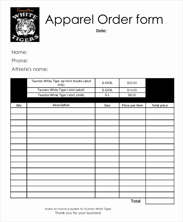 Clothing order forms Templates New 12 Apparel order forms Free Sample Example format Download
