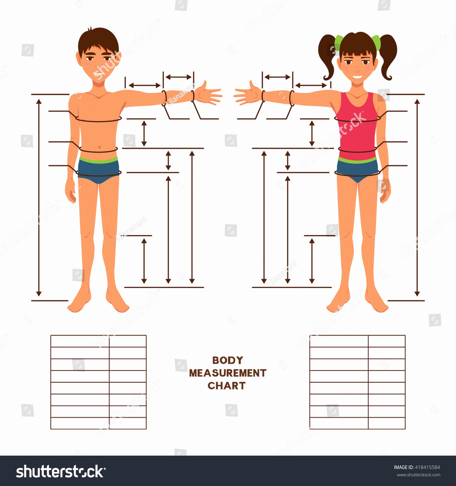 Clothing Size Chart Template Fresh Child Body Measurement Chart Scheme Measurement Stock Vector Shutterstock