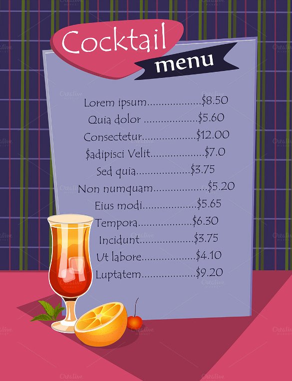 Cocktail Menu Template Free Elegant 29 Cocktail Menu Templates – Free Sample Example format Download