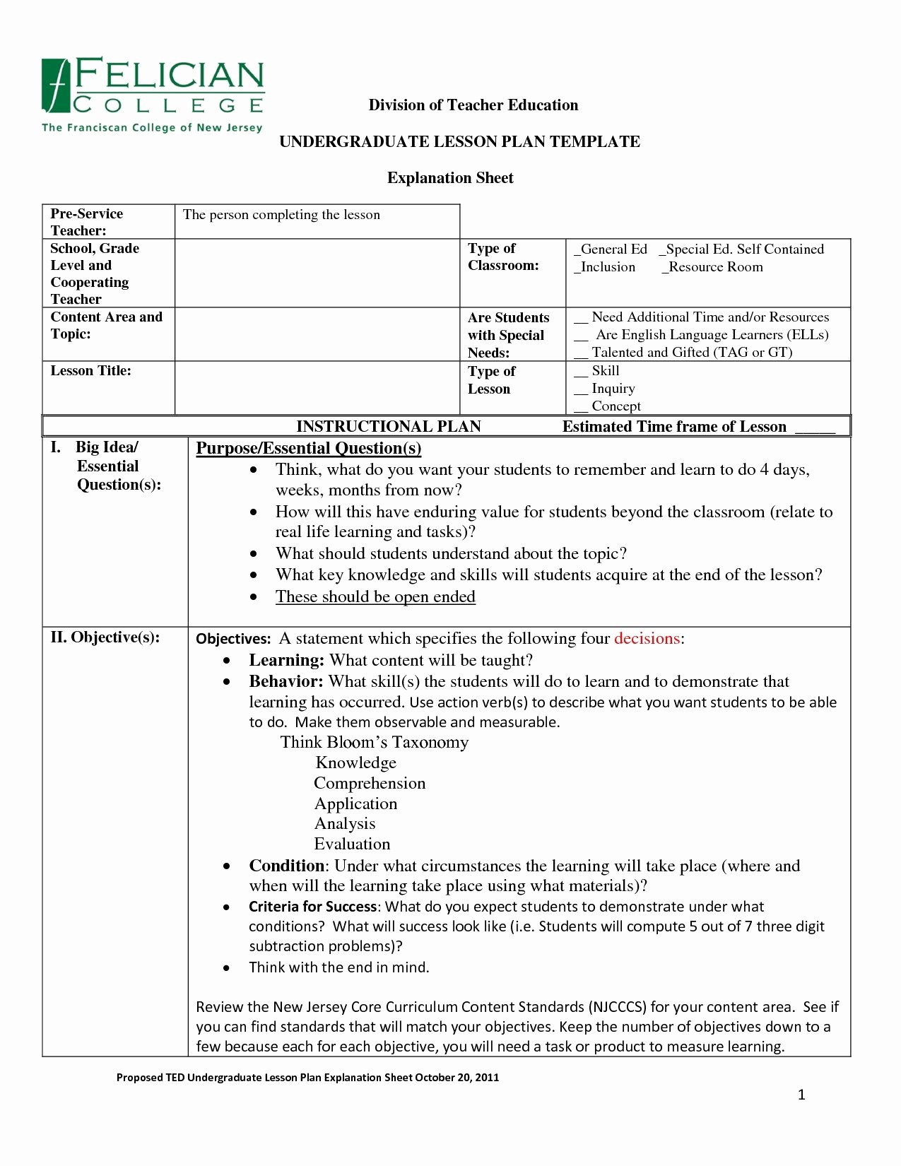 College Lesson Plan Template New College Lesson Plan Examples