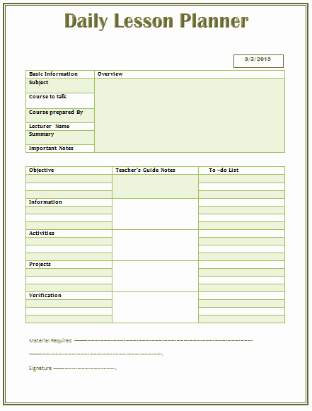 College Lesson Plan Templates Lovely Daily Lesson Plan Template for Middle and High School