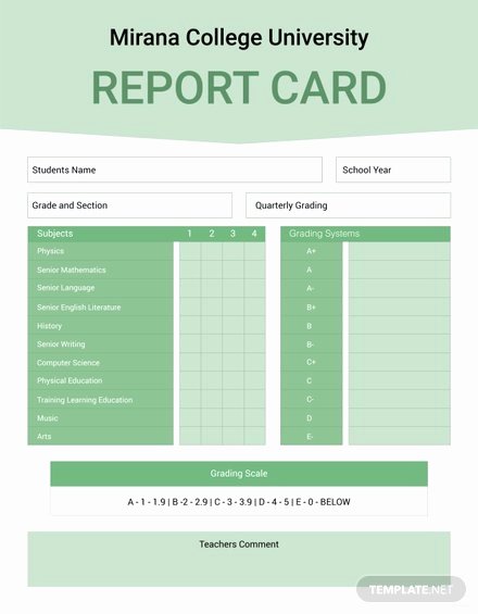 College Report Card Template Best Of Free Report Card Templates Download Ready Made