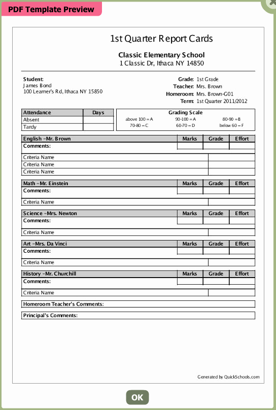College Report Card Template Elegant Select A Template for Your School’s Report Card soon