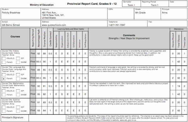 College Report Card Template New the Tario Province Report Card Template