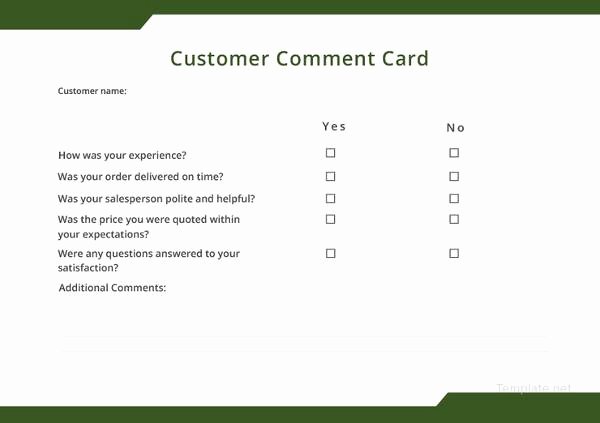 Comment Card Template Word Elegant 11 Ment Cards – Pdf Word Adobe Portable Documents
