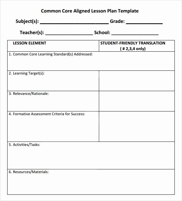Common Core Lesson Plan Template Awesome Mon Core Lesson Plan Template