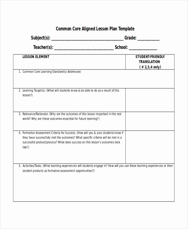 Common Core Lesson Plan Template Best Of Lesson Plan Template 17 Free Word Pdf Document