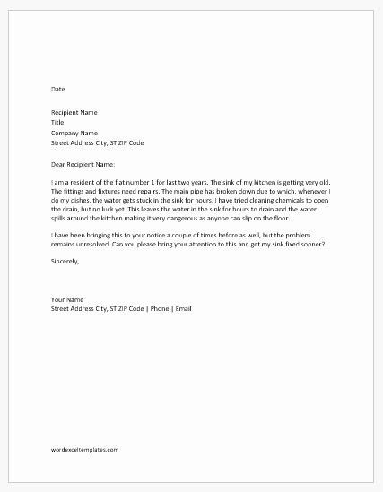 Complaint Letter to Landlord Beautiful Plaint Letters to Building Management