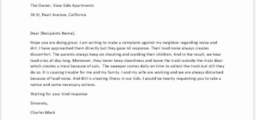 Complaint Letters to Landlord Awesome Plaint Letter to Apartment Manager