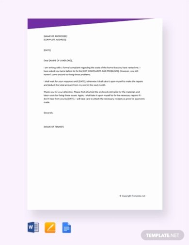 Complaint Letters to Landlord Beautiful 10 Best Tenant Plaint Letter Examples &amp; Templates Download now