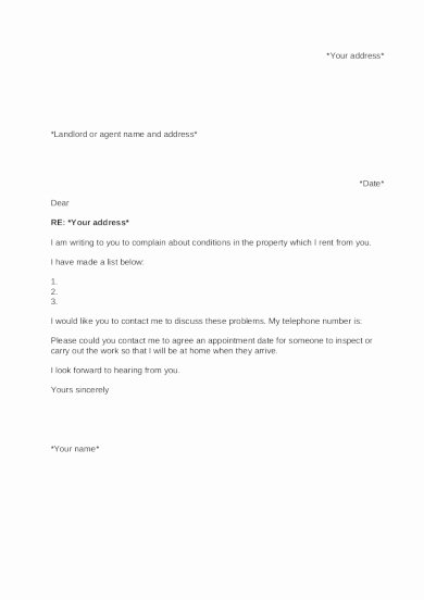 Complaint Letters to Landlord New 10 Best Tenant Plaint Letter Examples &amp; Templates Download now
