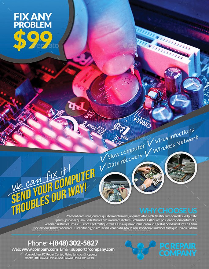 Computer Repair Flyers Templates Lovely Puter Repair Flyer by Inddesigner