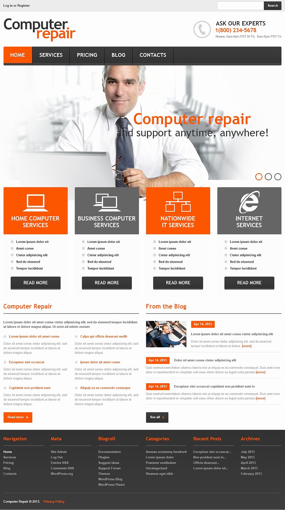 Computer Repair Web Template Lovely Ficial Puter Repair Wordpress theme Web Design Templates Website Templates Download