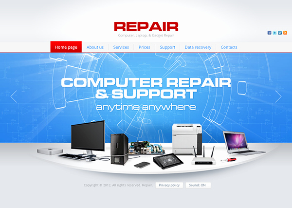 Computer Repair Web Templates Elegant Repair Puter Laptop Gad Repair HTML5 Template On Behance