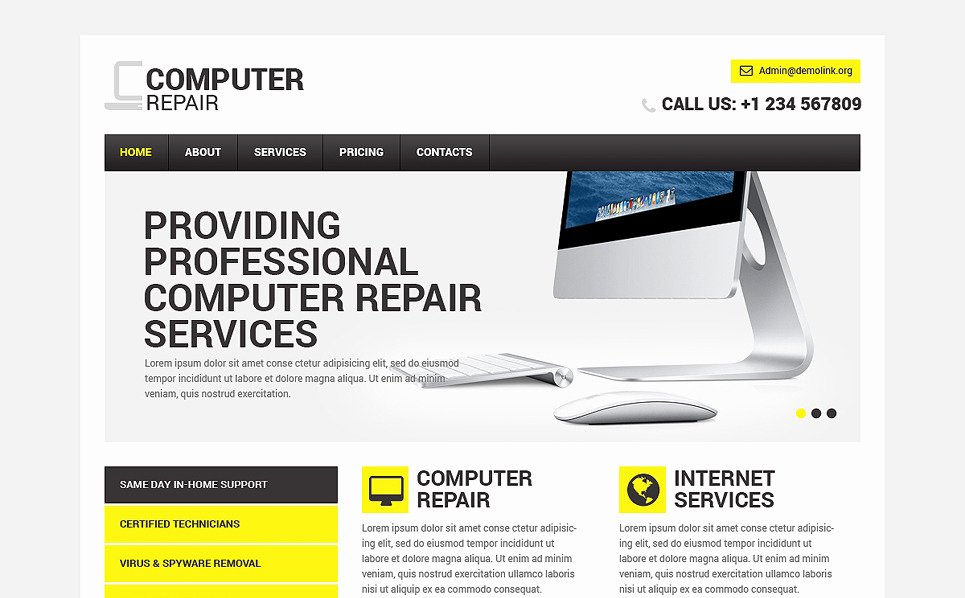 Computer Repair Website Template Elegant Puter Repair Responsive Website Template
