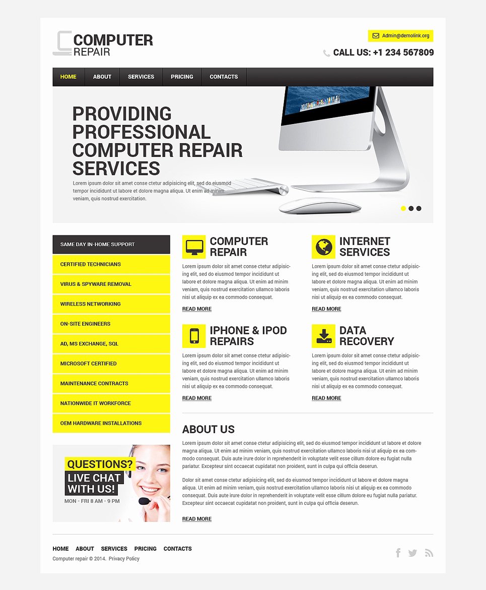Computer Repair Websites Templates Lovely Puter Repair Responsive Website Template