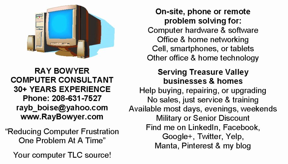 Computer Technician Business Card Fresh Ray Bowyer Puter Consultant Meridian Id