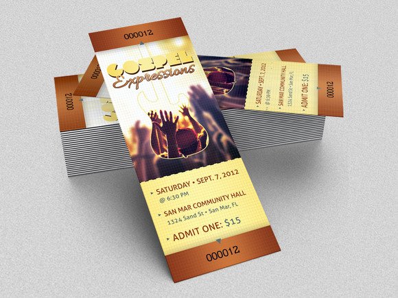 Concert Ticket Template Psd Elegant Gospel Concert Ticket Template Templates On Creative Market