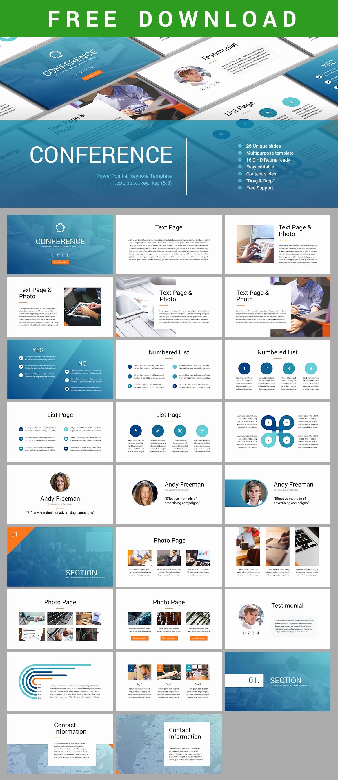 Conference Presentation Ppt Template Awesome Free Download Conference Powerpoint &amp; Keynote Template