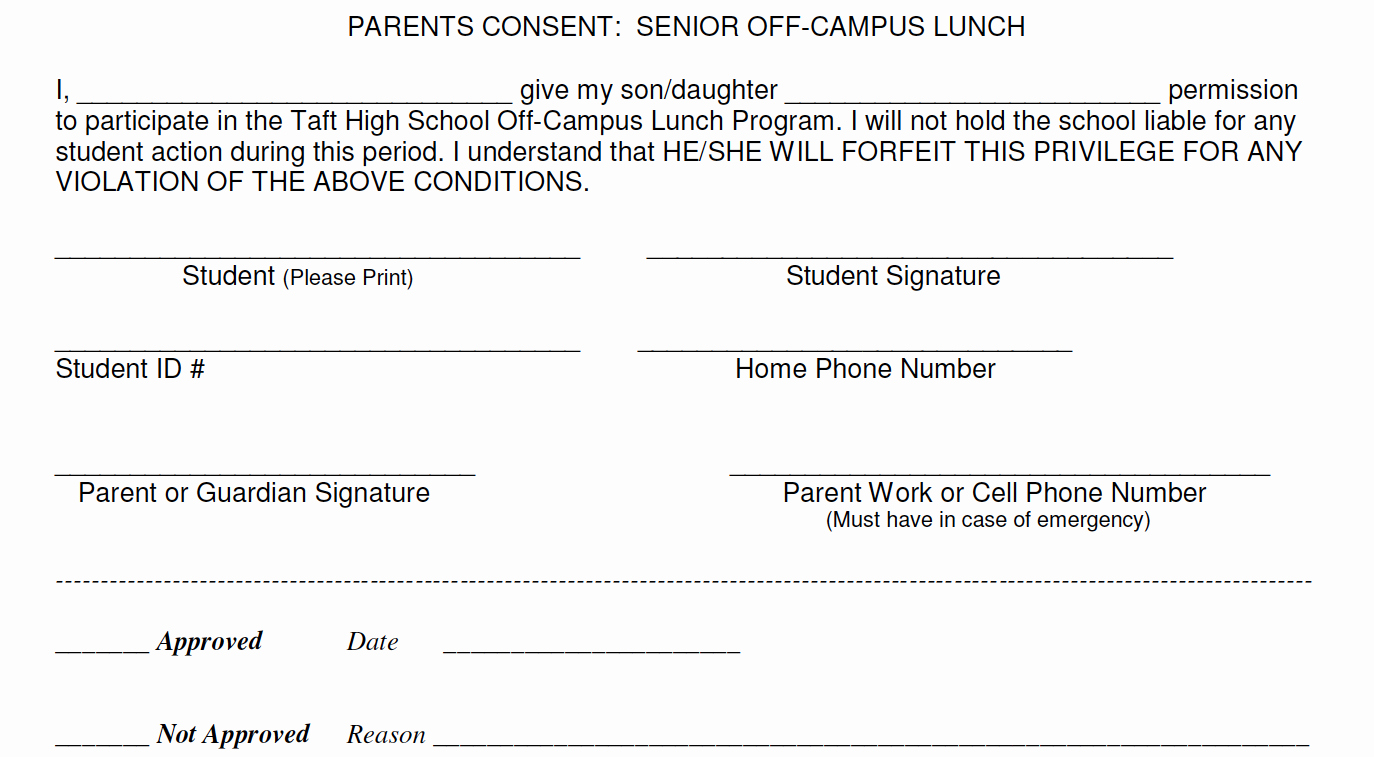 Consent form Sample for Parents Awesome the Pros and Cons Of F Campus Lunch