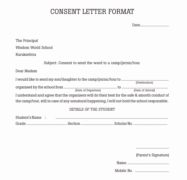 Consent form Sample for Parents Best Of Parents Consent Letter Sample for School top form Templates