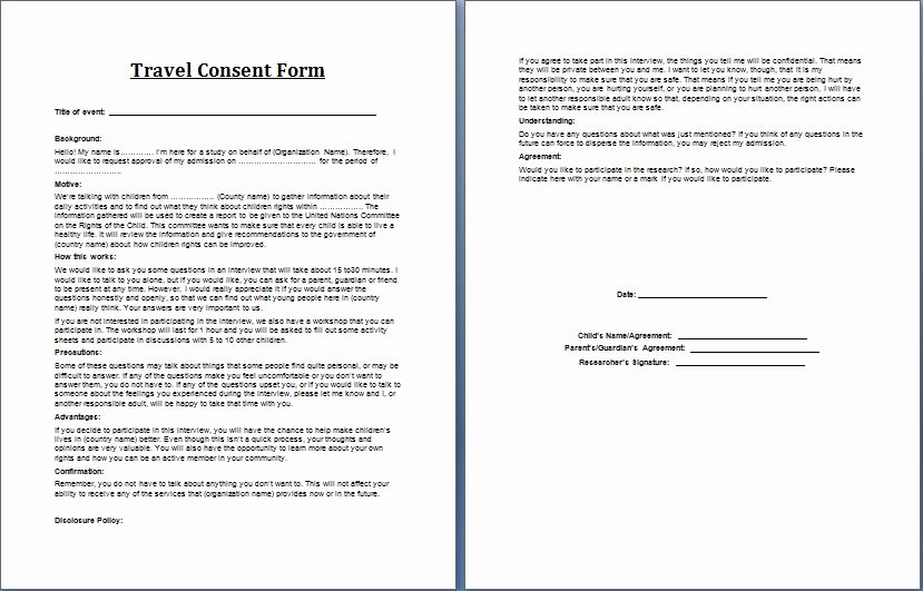 Consent form Sample for Parents Best Of Printable Ms Word Parent Consent forms