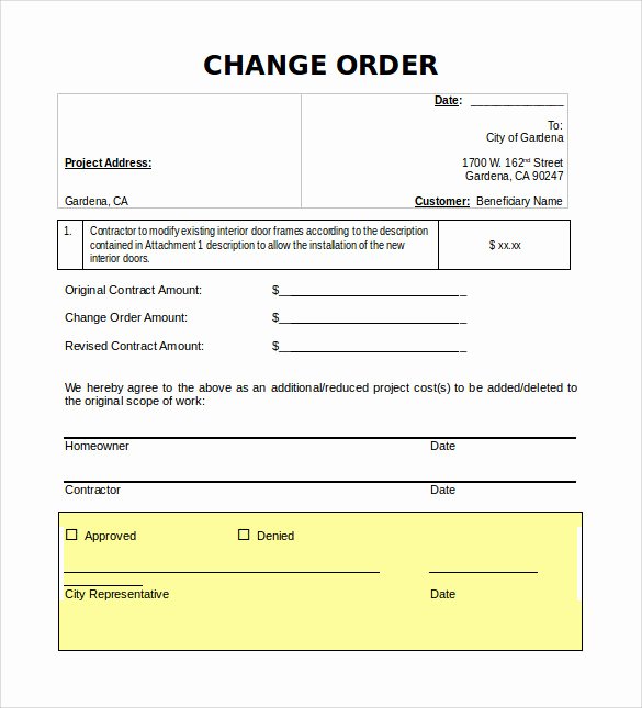 Construction Change order Template Word Awesome Sample Change order – 11 Documents In Pdf Word