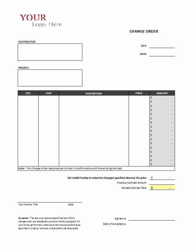 Construction Change order Template Word Elegant Change order Templates Find Word Templates