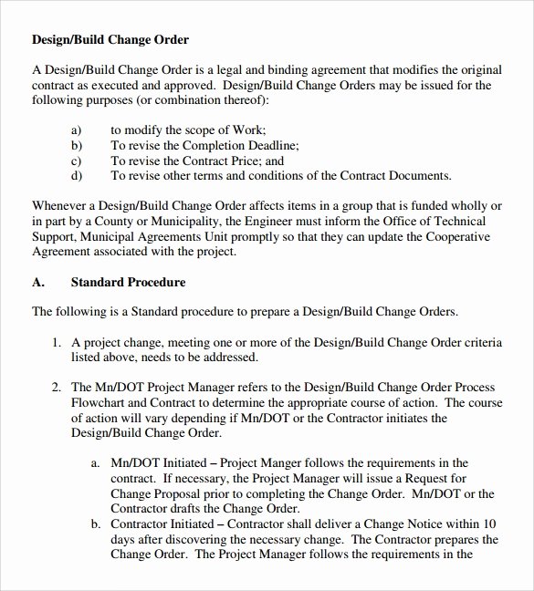 Construction Change order Template Word Elegant Sample Change order – 11 Documents In Pdf Word