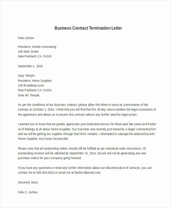 Construction Contract Termination Letter Awesome 32 Termination Letter Examples Doc Pdf Ai