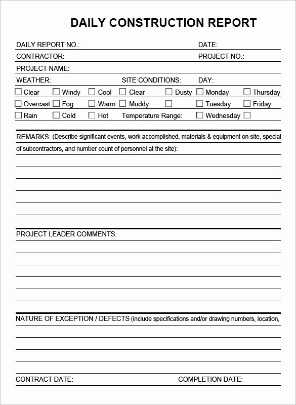 Construction Daily Report Template Best Of Daily Construction Report Template 25 Free Word Pdf Documents Download