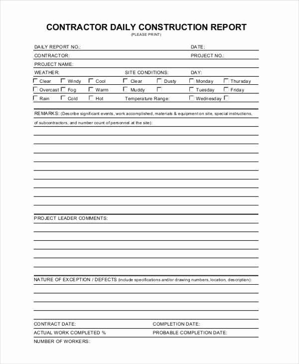 Construction Daily Report Template Elegant 49 Report Samples Word Pages Pdf Docs