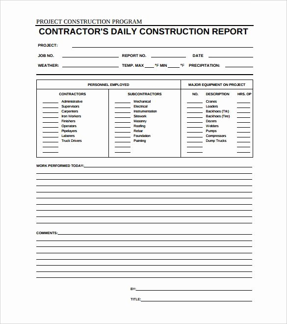 Construction Daily Report Template Elegant Daily Construction Report Template – 25 Free Word Pdf Documents Download