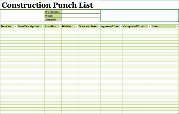 Construction Punch List form Luxury 15 Free Construction Punch List Templates Ms Fice Documents