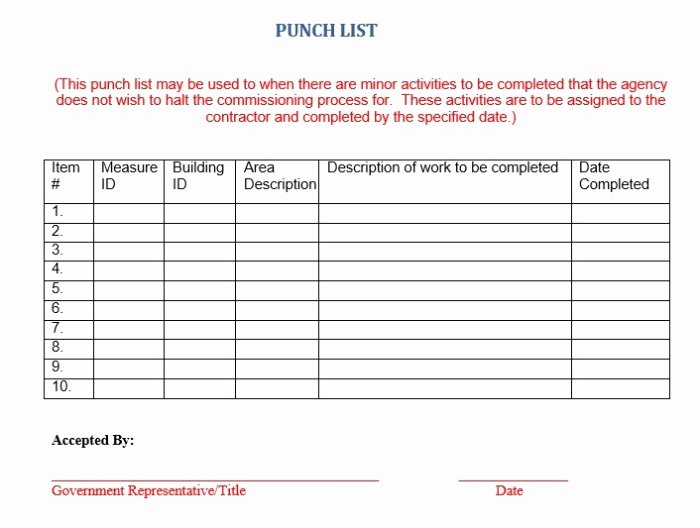 Construction Punch List Template New 16 Free Construction Punch List Templates Ms Fice Documents