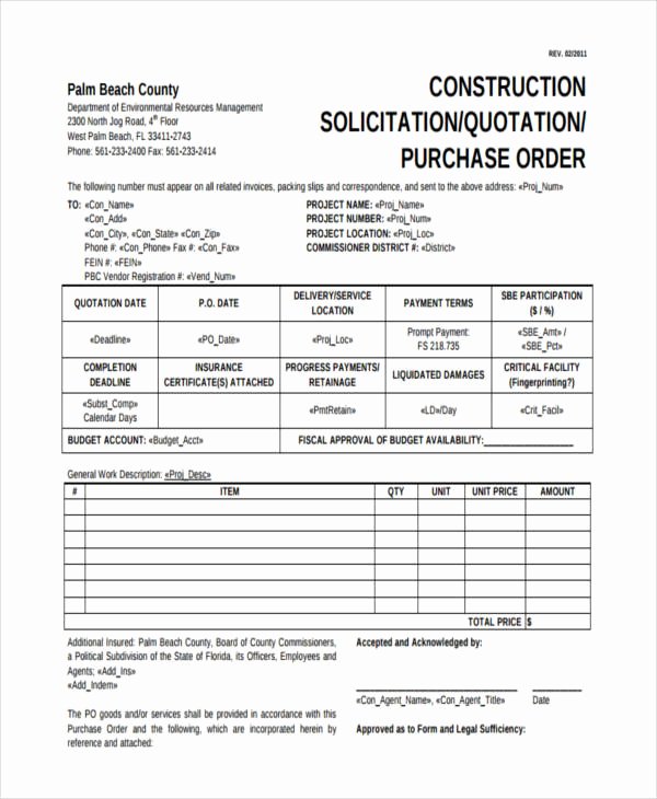 Construction Purchase order Template Elegant 10 Purchase Quotation Templates Free Samples Examples format Download