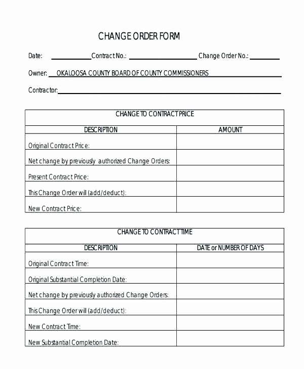 Construction Purchase order Template Luxury Construction Change order form Template