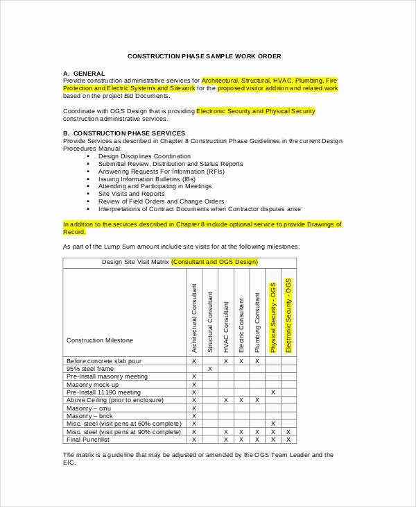 Construction Work order Template Luxury Sample Sheet 38 Examples In Word Pdf