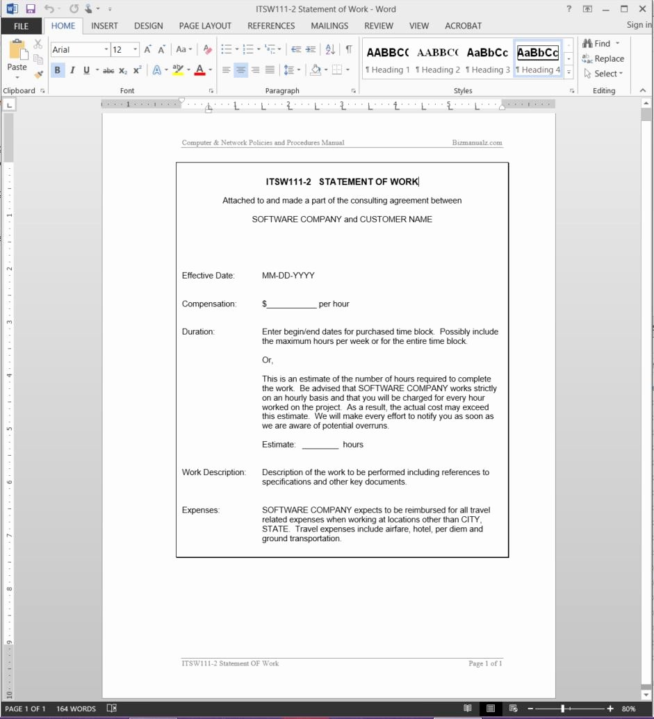Consultant Scope Of Work Template Fresh Statement Of Work Agreement Template