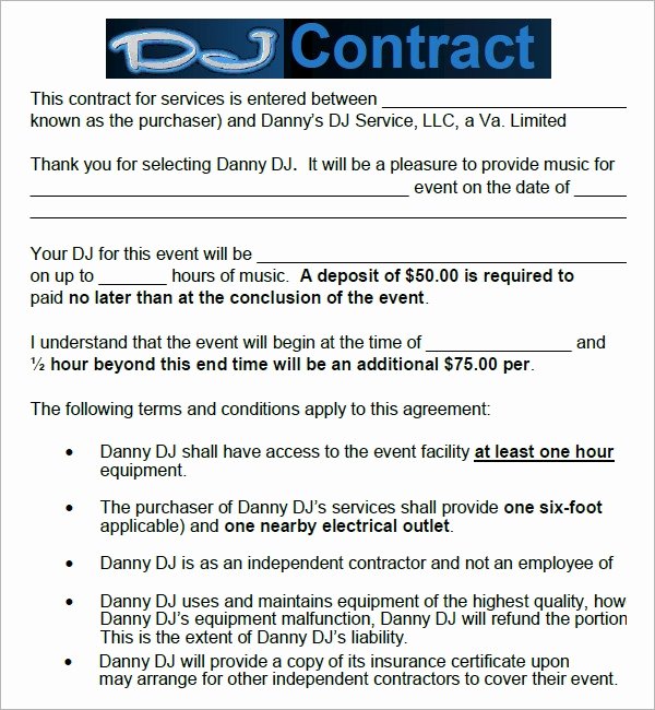Contract for Dj Services Awesome Free 20 Sample Best Dj Contract Templates In Google Docs Ms Word Pages